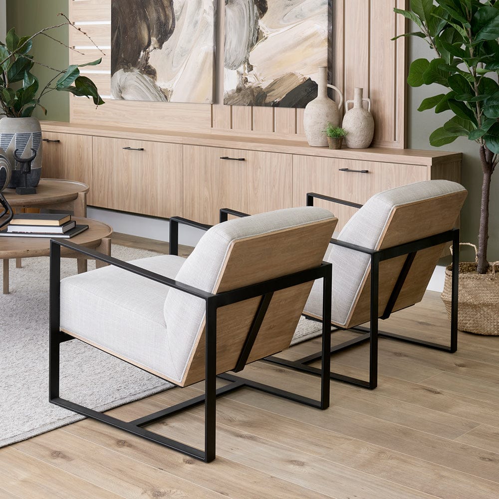 Mercana - Stamford Light Beige Upholstered Seat w/ Wood Back, Metal Frame Accent Chair - 68760 view 15