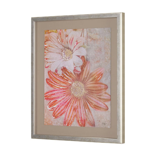 Mercana - Subtle Florals I by Mercana Studio a Hand Embelished Textured Framed Art Print Matted under Glass - 15446 view 2