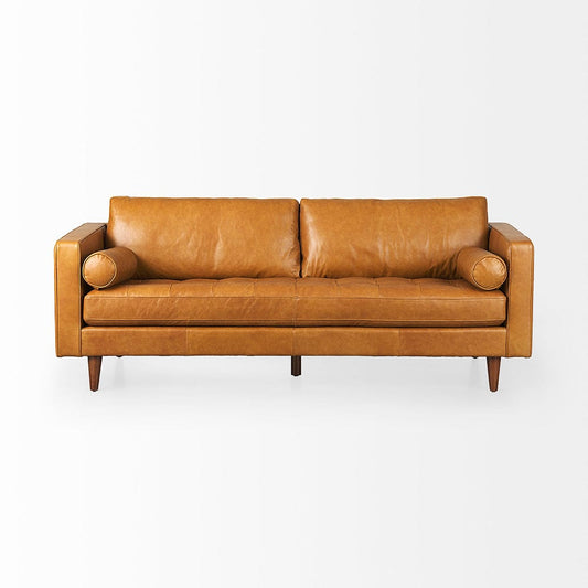 Mercana - Svend 88.0L x 38.0W x 34.0H Tan Leather Sofa - 69639 view 2