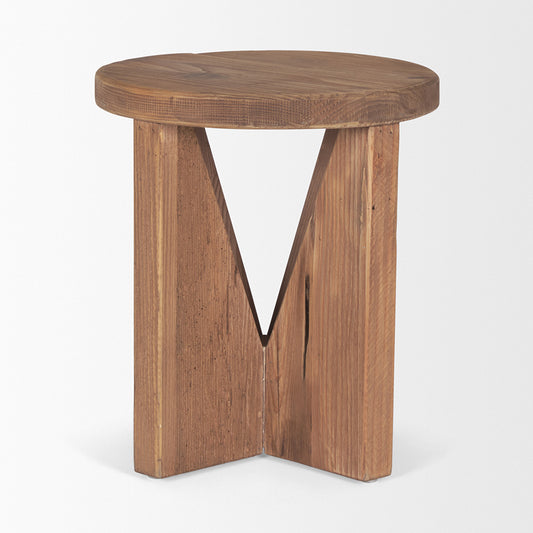 Mercana - Tahlia Round Natural Brown Wood w/ Angled Legs Stool - 70887 view 2