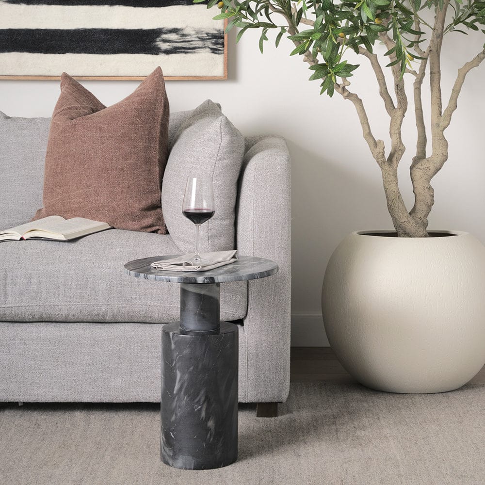 Mercana - Taite Solid Dark Gray Marble Pedestal Accent Table - 70876-AB view 8