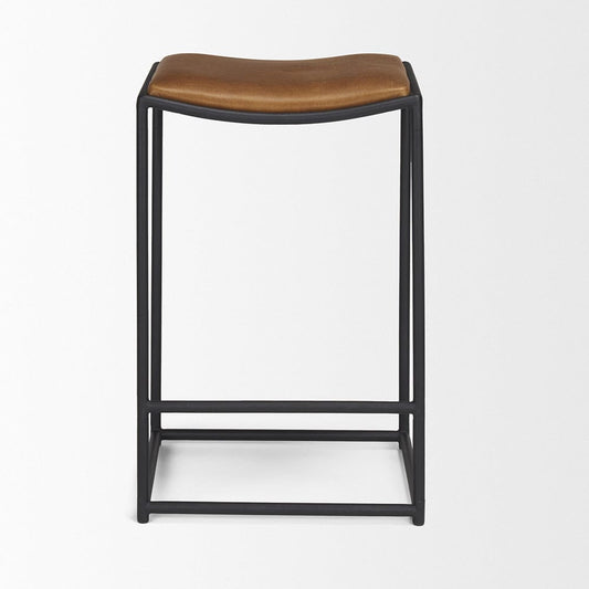 Mercana - Taniel Brown Leather w/ Black Metal Counter Stool - 70820 view 2
