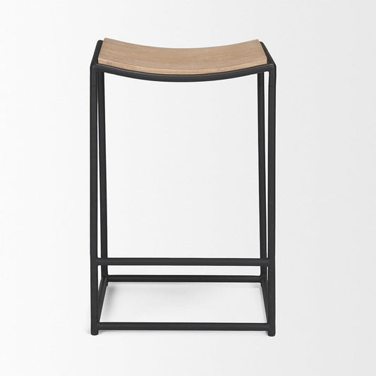 Mercana - Taniel Light Brown Wood w/ Black Metal Counter Stool - 70818 view 2