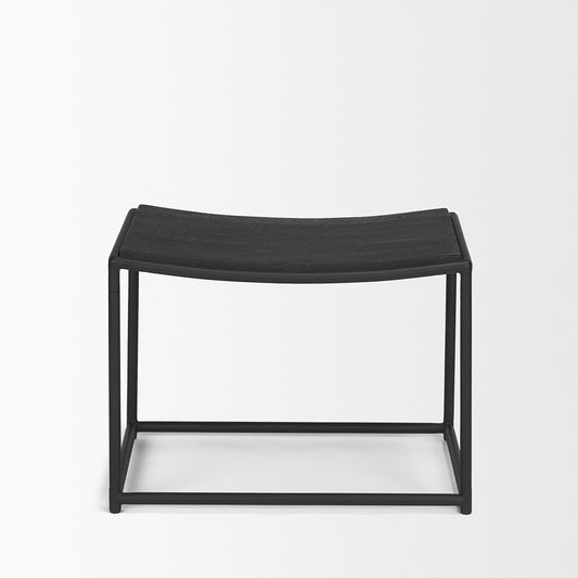Mercana - Taniel Textured Black Wood w/ Black Metal Stool - 70821 view 2