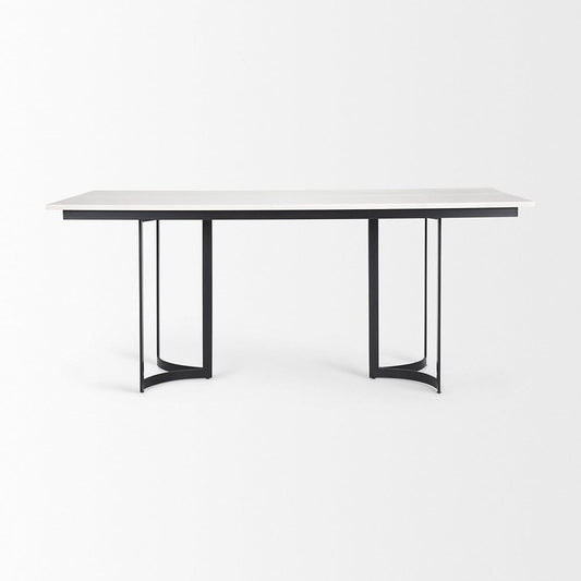 Mercana - Tanner I 71L x 35W Rectangular White Marble W/ Metal Base Dining Table - 68848-AB_CLOSEOUT view 2