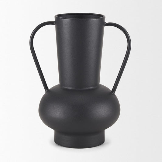 Mercana - Tasya Large Matte Black w/ Handles Metal Vase - 70944 view 2