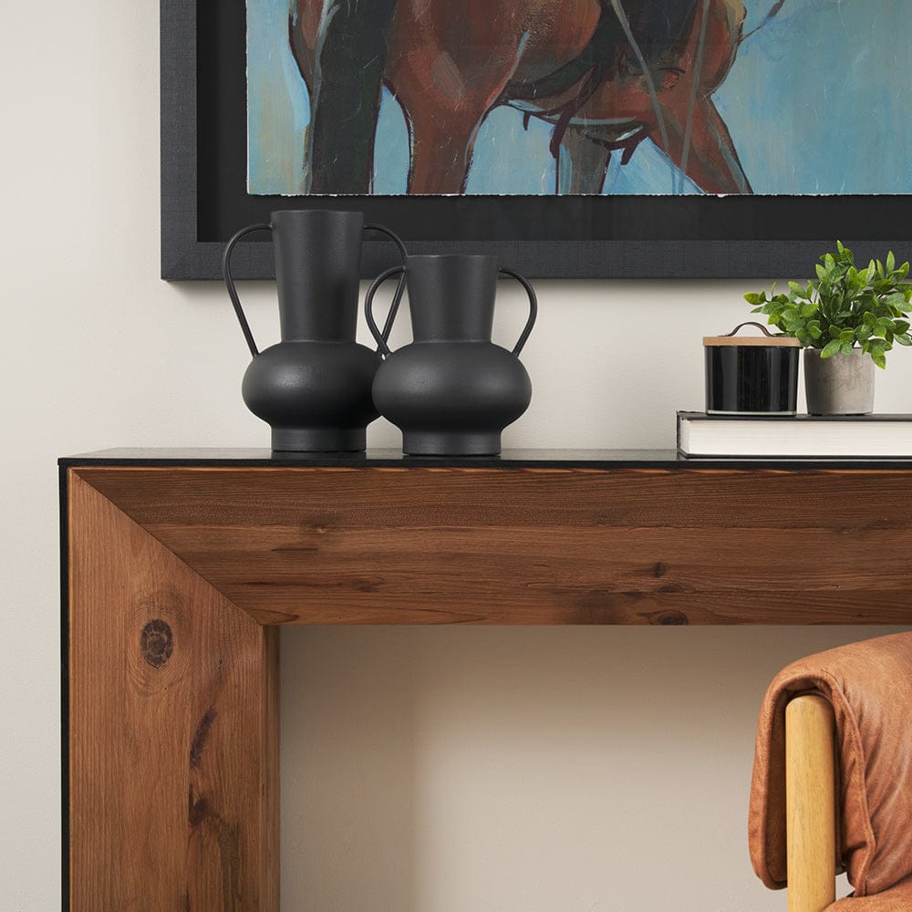 Mercana - Tasya Large Matte Black w/ Handles Metal Vase - 70944 view 9