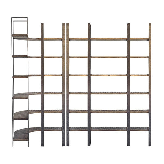 Mercana - Taunton I 80L x 10.5W x 90H Brown Wood and Black Iron Six Shelving Unit - 50242-AB view 2