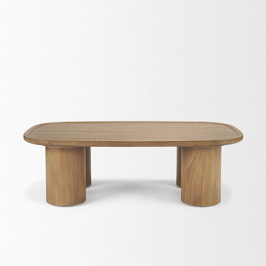 Mercana - Tavi Rectangular Natural Brown w/ Column Legs Coffee Table - 70858-AB view 2