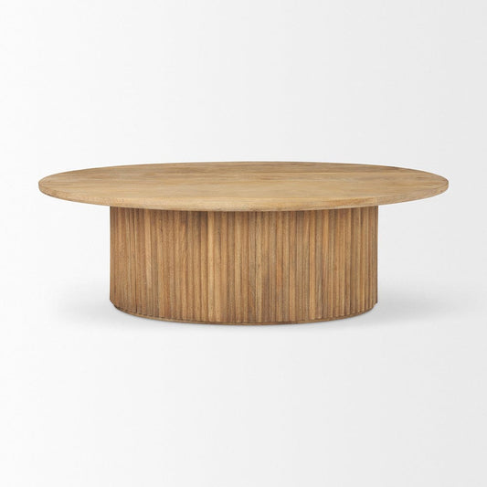 Mercana - Terra 48L x 28W x 15H Light Brown Wood Oval Fluted Coffee Table - 69876 view 2