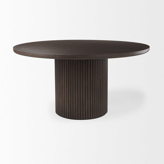 Mercana - Terra 60L x 60W x 30H Dark Brown Wood Round Fluted Dining Table - 69873-AB view 2