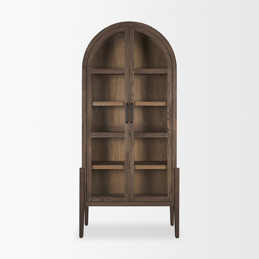 Mercana - Teva Two Toned Dark w/Light Wood Arched Curio Cabinet - 70864 view 2