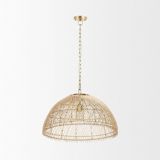 Mercana - Thad 1-Light Natural Woven Rattan Dome Pendant - 70914 view 2