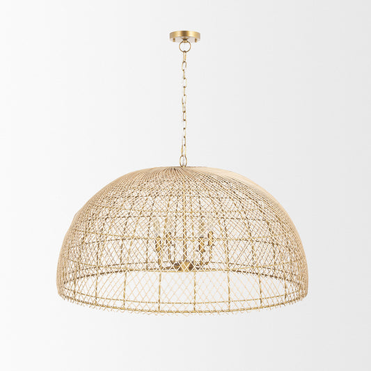 Mercana - Thad 4-Light Natural Woven Rattan Dome Chandelier - 70916 view 2