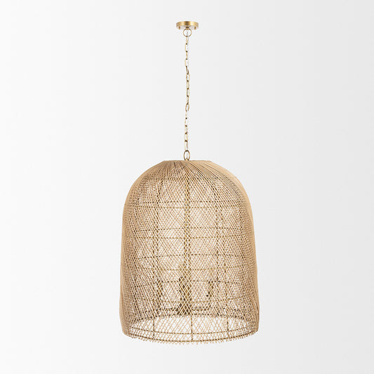 Mercana - Thad 4-Light Natural Woven Rattan Foyer Chandelier - 70915 view 2