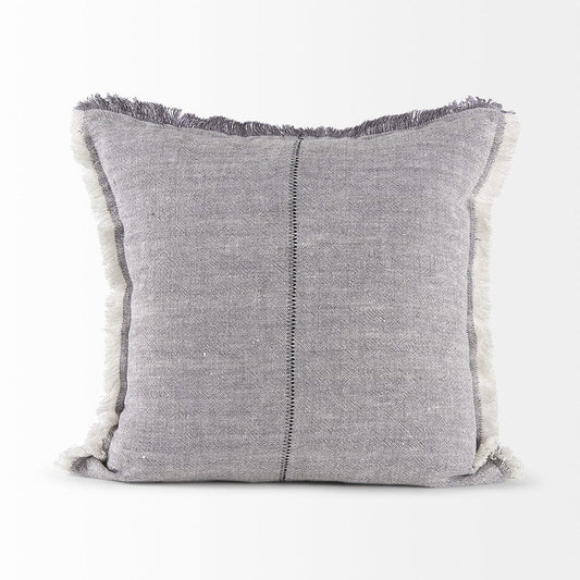 Mercana - Thais 20L x 20W Blue and Cream Fringed Decorative Pillow Cover - 69417 view 2