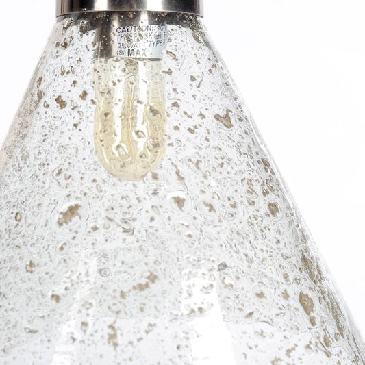 Mercana - Thurlow II 11x12 Silver Metal Seeded Glass Conical Pendant Light - 65365 view 2