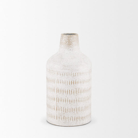 Mercana - Tisha Small White W/ Terracotta Distressing Metal Vase - 70941 view 2