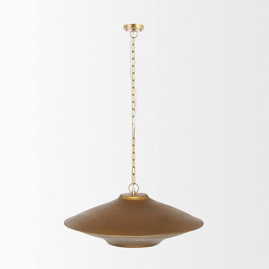Mercana - Titus 1-Light Brass Finished Metal Disc Pendant - 70913 view 2
