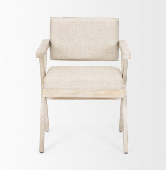 Mercana - Topanga I Cream Fabric Wrap Blonde Wooden Frame Dining Chair - 68505 view 2