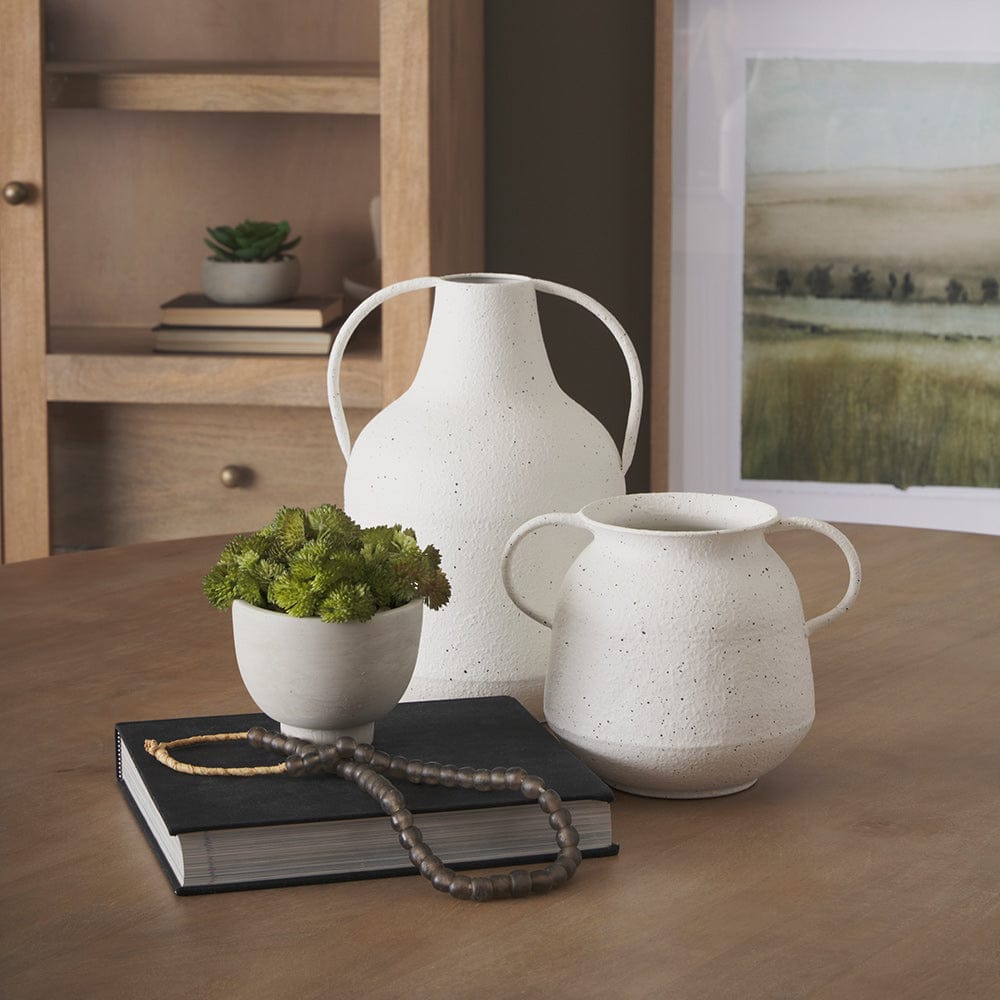 Mercana - Treva Small White w/ Black Speckles Metal Vase - 70959 view 10