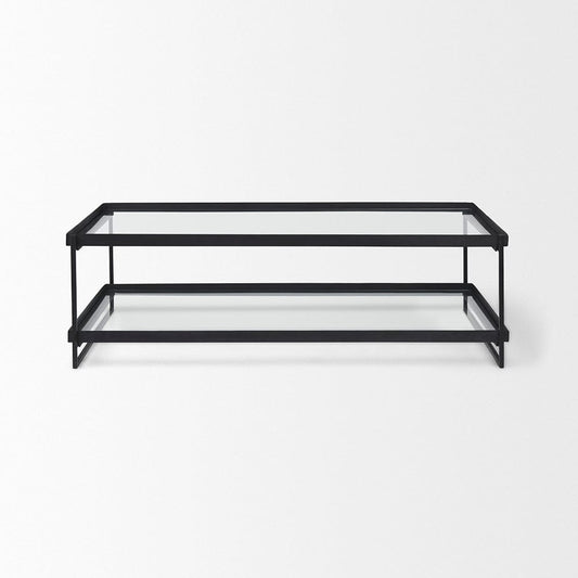 Mercana - Trey 56"L x 32"W x 17"H Black Metal W/Glass Coffee Table - 69786 view 2
