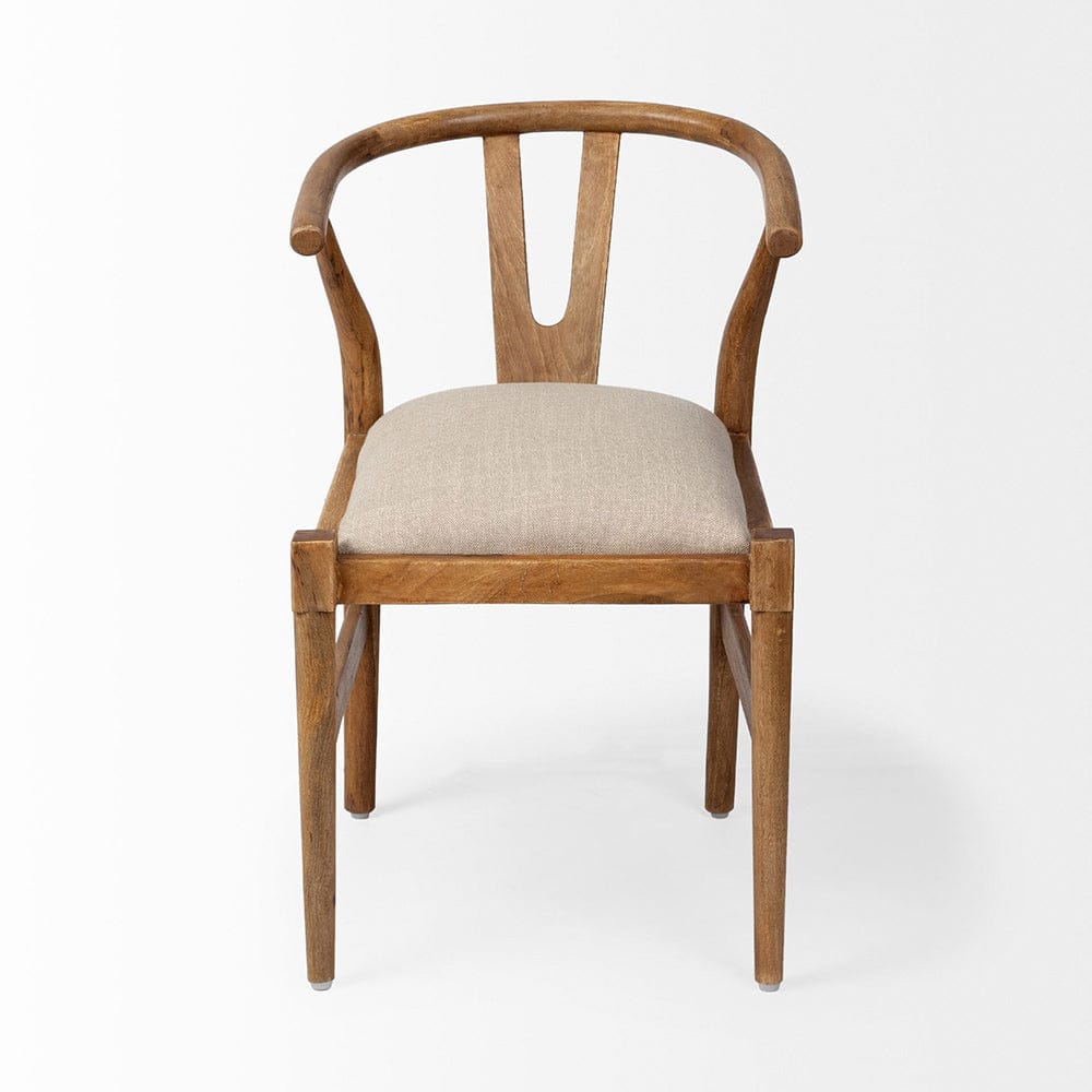 Mercana - Trixie Cream Fabric Seat Brown Wood Frame Dining Chair - 67829 view 6