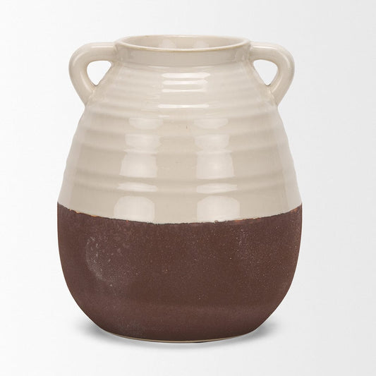 Mercana - Tryna Large Beige w/ Matte Brown Ceramic Vase - 70994 view 2
