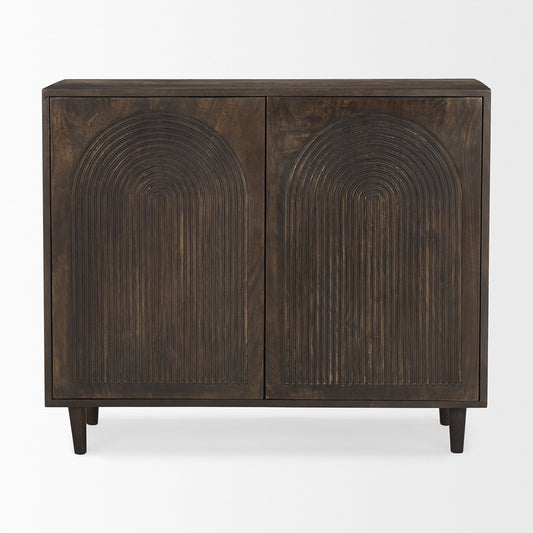 Mercana - Tucker Dark Brown Wood w/ Carved Arch Pattern 2 Door Cabinet - 69953 view 2