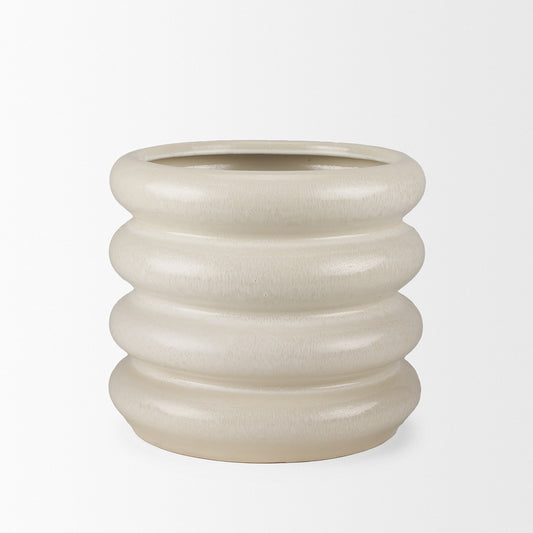 Mercana - Twyla Short Cream Glazed Floor Vase - 70981 view 2