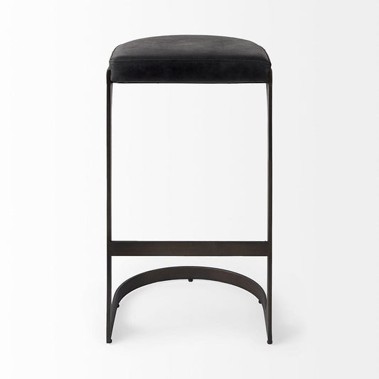 Mercana - Tyson 17L x 18W x 31H Black Leather W/ Metal Frame Bar Stool - 69271_CLOSEOUT view 2