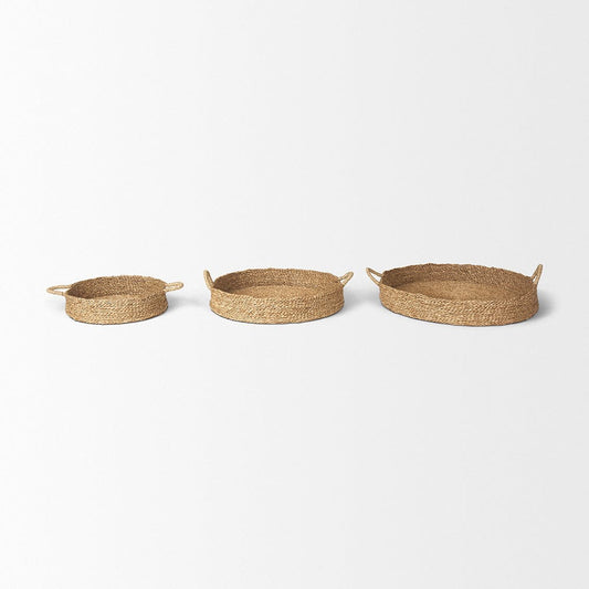 Mercana - Ulana Round Nesting Seagrass Trays w/ Loop Handles (Set of 3) - 70226 view 2