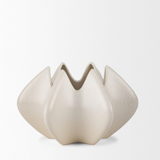 Mercana - Ulrich Sculptural Cream Glazed Ceramic Vase - 70975 view 2
