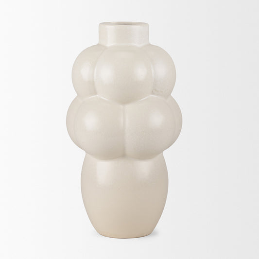 Mercana - Ulvi Cream Glazed Bubble Ceramic Vase - 70974 view 2