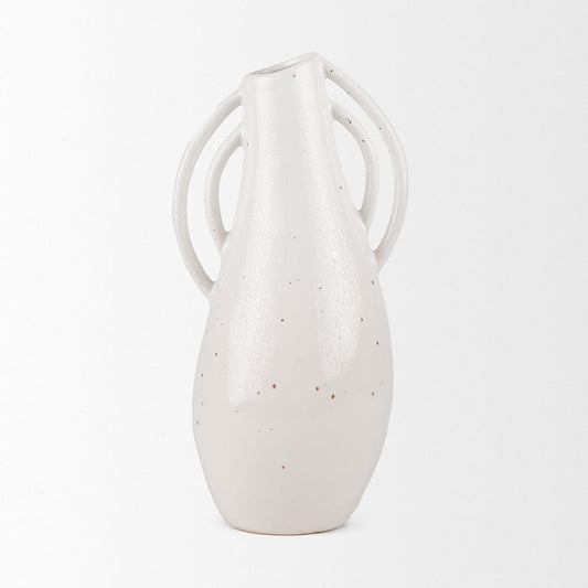 Mercana - Urvi Tall Off White Speckled Asymmetrical Ceramic Vase - 70985 view 2