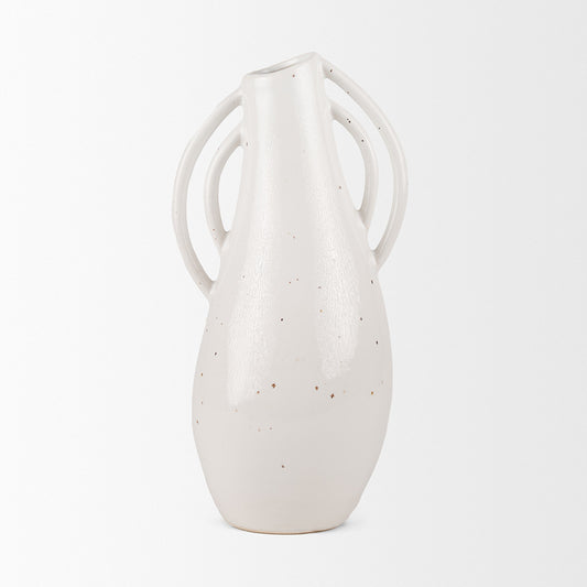 Mercana - Urvi Tall Off White Speckled Asymmetrical Ceramic Vase - 70985 view 2