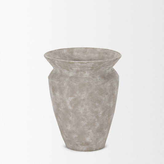 Mercana - Utari Short Gray Brown w/ White Detailing Ceramic Floor Vase - 70995 view 2