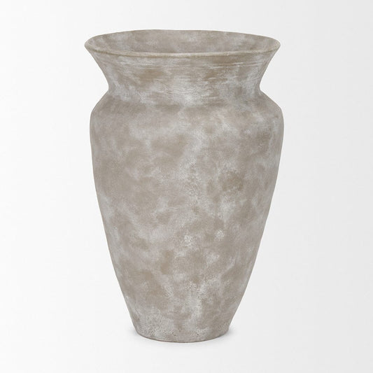 Mercana - Utari Tall Gray Brown w/ White Detailing Ceramic Floor Vase - 70996 view 2