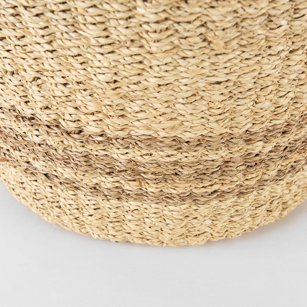 Mercana - Vance 17.7L x 17.7W x 11.8H Light Brown Palm Leaf and Seagrass Round Basket W/ Handles - 69587 view 6