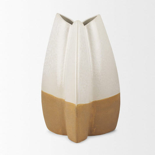 Mercana - Vania Large Off White w/ Tan Textured Ceramic Vase - 70972 view 2