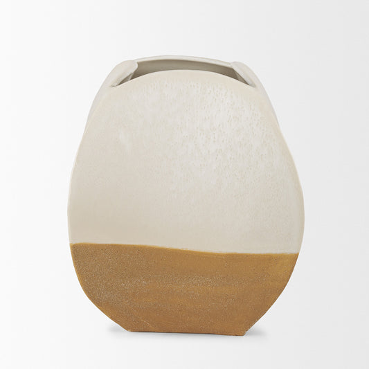 Mercana - Vania Short Off White w/ Tan Textured Ceramic Vase - 70990 view 2