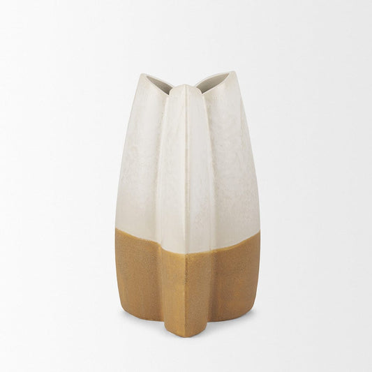 Mercana - Vania Small Off White w/ Tan Textured Ceramic Vase - 70971 view 2