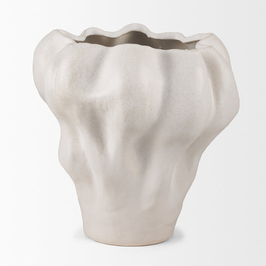Mercana - Vanna Sculptural Cream Glazed Ceramic Vase - 70973 view 2