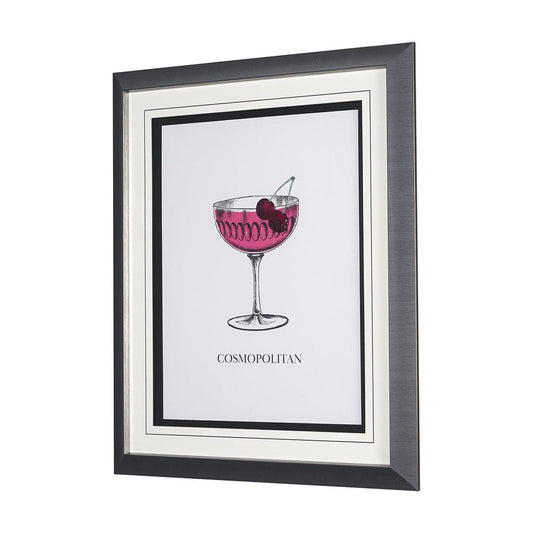 Mercana - Vintage Cocktails-Cosmo by Gwen Aspell Hand Embellished Textured Framed Art Print Matted under Glass - 15303 view 2
