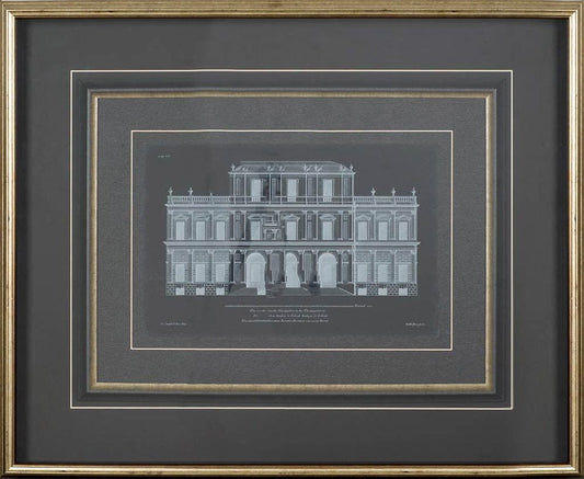 Mercana - Vintage Facade Blueprint I by H. Hulsburgh a Framed Art Print Matted under Glass - 10526 view 2