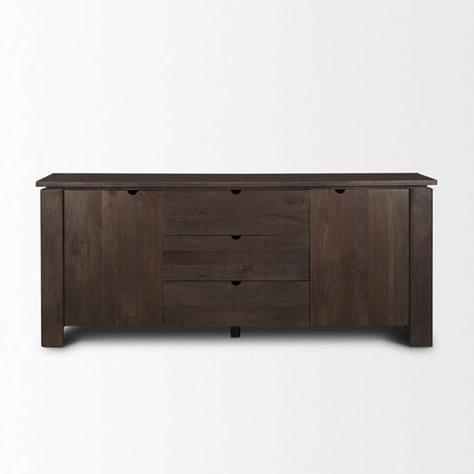 Mercana - Wallen 2 Door Solid Dark Brown Wood w/ 3 Drawers Sideboard - 71010 view 2