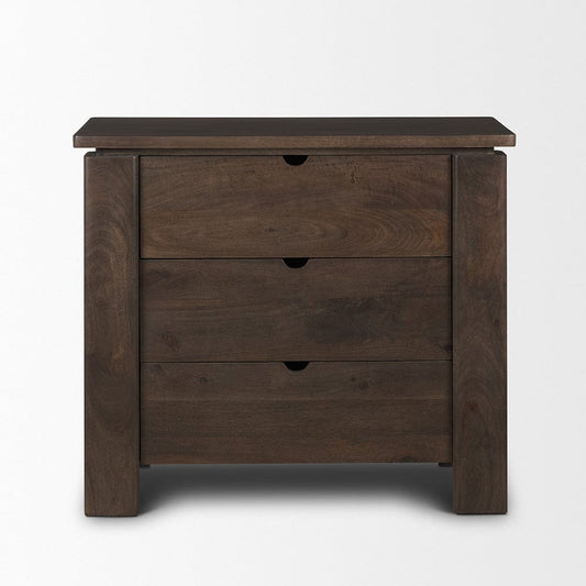 Mercana - Wallen Solid Dark Brown Wood 3 Drawer Accent Cabinet - 71009 view 2