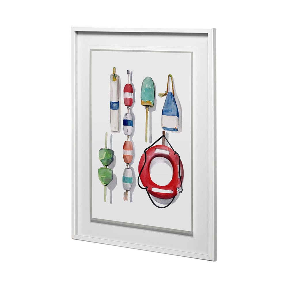 Mercana - Watercolor Buoys II by Jenifer Paxton Parker a Framed Art Print Matted under Glass - 13086 view 4