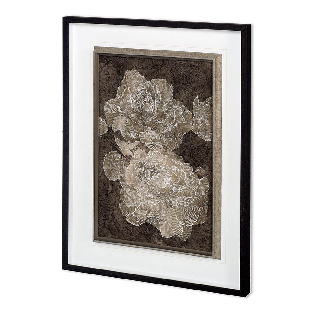 Mercana - Weaved Peony I by Mercana Studio a Hand Embellished Textured Framed Art Print Matted under Glass - 12014 view 1