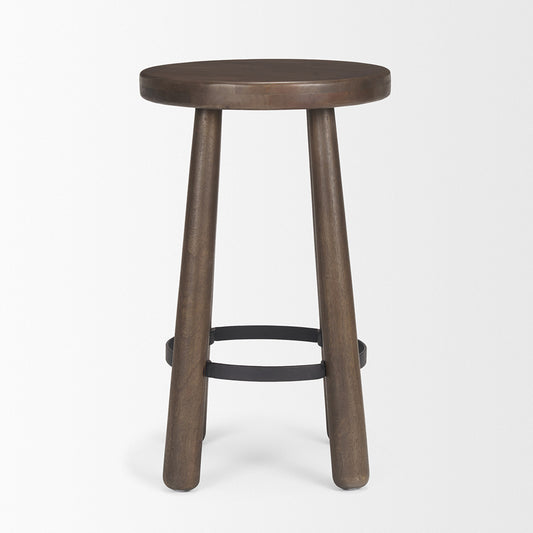Mercana - Weldon Dark Brown Wood w/ Matte Black Metal Counter Stool - 71037 view 2